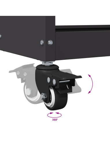 Carrello per Attrezzi con lo scaffale Nero 75 x 35 x 73 cm