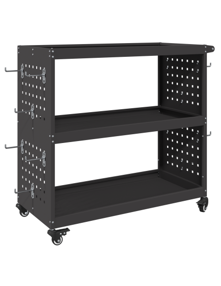 Carrello per Attrezzi con lo scaffale Nero 75 x 35 x 73 cm