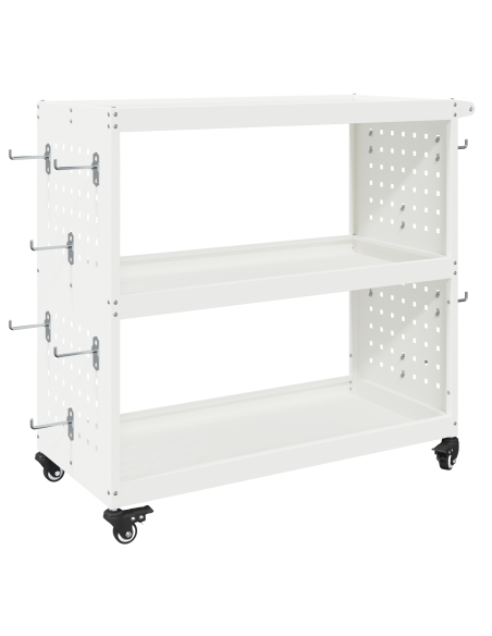 Carrello per Attrezzi con lo scaffale con ruota con archiviazione Bianco 75 x 35 x 73 cm