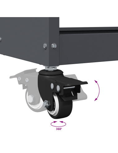 Carrello per Attrezzi con lo scaffale Antracite 75 x 35 x 73 cm