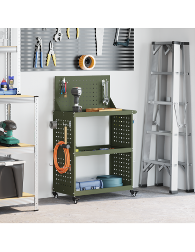 Carrello per Attrezzi con ruota Verde oliva 65 x 35 x 111 cm