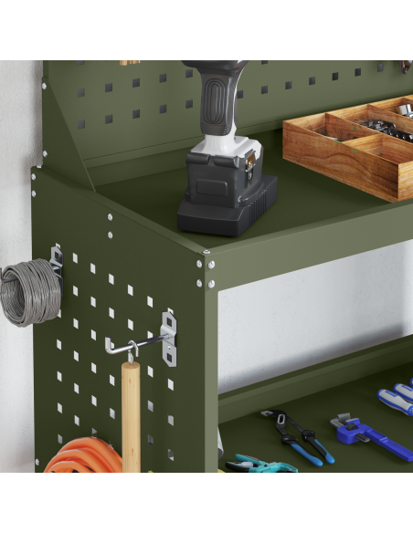Carrello per Attrezzi Oliver verde 65 x 35 x 111 cm