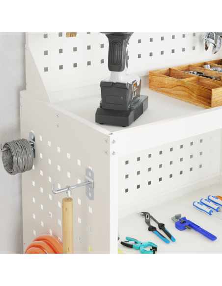 Carrello per Attrezzi Bianco 65 x 35 x 111 cm Metallo