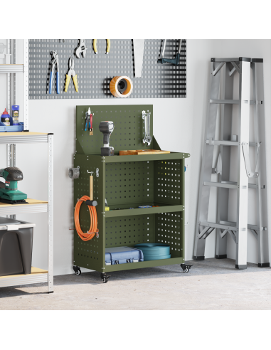 Carrello per Attrezzi con ruota Verde oliva 65 x 35 x 111 cm