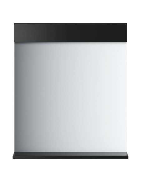 Specchio Bagno e Ripiano BERG Nero 60x12x70 cm Legno Massello