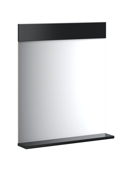 Specchio Bagno e Ripiano BERG Nero 60x12x70 cm Legno Massello