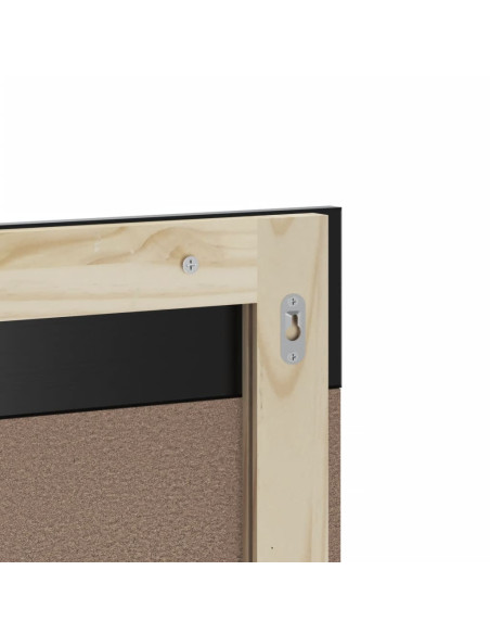 Specchio Bagno e Ripiano BERG Nero 60x12x70 cm Legno Massello