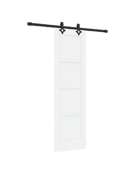 Porta Scorrevole con Set Hardware "ORKDAL" Bianco in Legno Massello di Pino