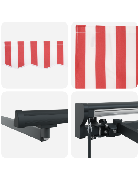 Tenda Retrattile Striscia Rossa e Bianca 350x250 cm