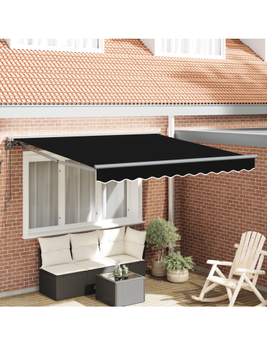 Tenda Retrattile Nero 350 x 250 cm Poliestere e Metallo