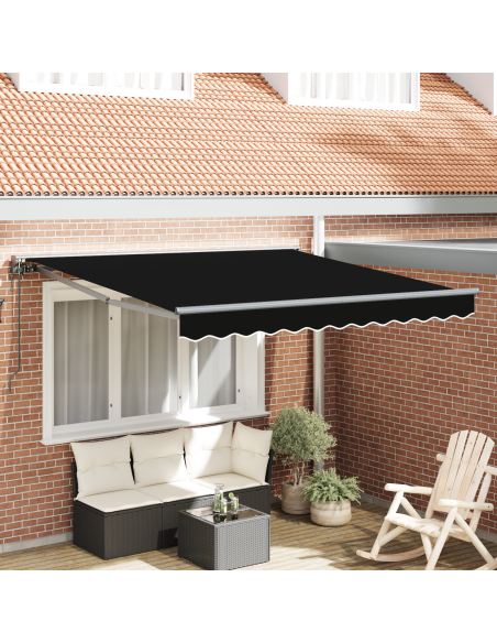 Tenda Retrattile Nero 350 x 250 cm Poliestere e Metallo