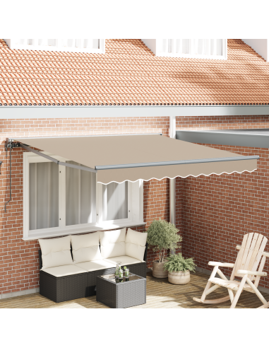 Tenda Retrattile Beige 350 x 250 cm Poliestere e Metallo