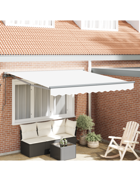 Tenda Retrattile Bianco 350 x 250 cm Poliestere e Metallo
