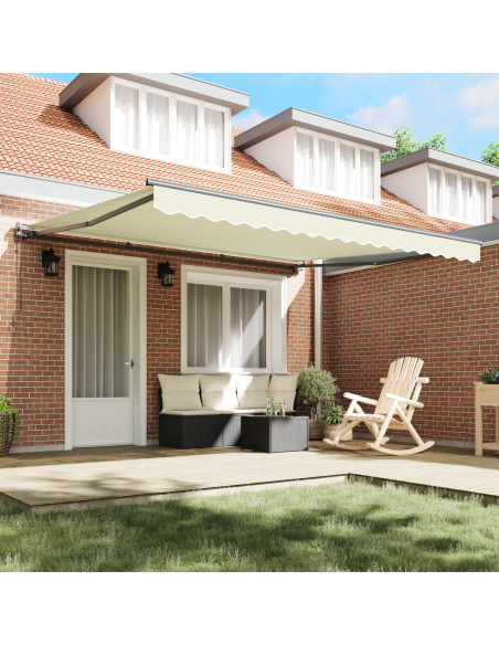Tenda Retrattile Crema 400x300 cm Poliestere e Acciaio