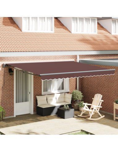 Tenda Retrattile Marrone 400 × 300 cm Poliestere e Metallo