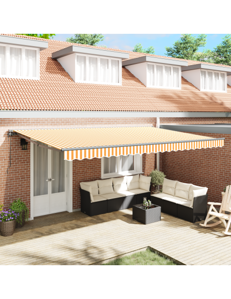 Tenda Retrattile Giallo e Bianco 500 × 300 cm