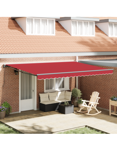 Tenda Retrattile Rosso 450 × 300 cm Poliestere e Metallo