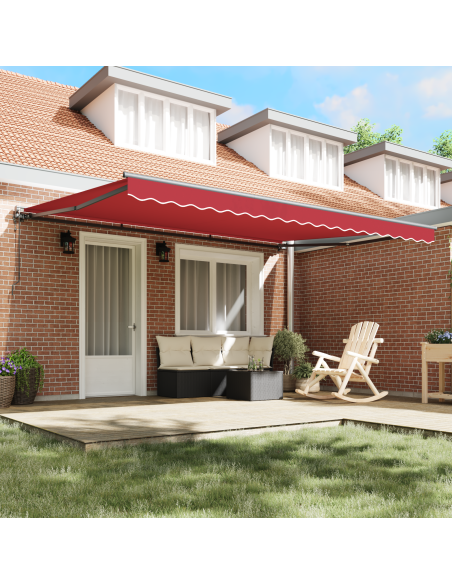 Tenda Retrattile Rosso 450x300 cm Poliestere e Metallo