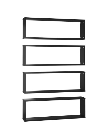 Mensole Parete a Cubo 4pz Nero Lucido 80x15x26,5cm Multistrato