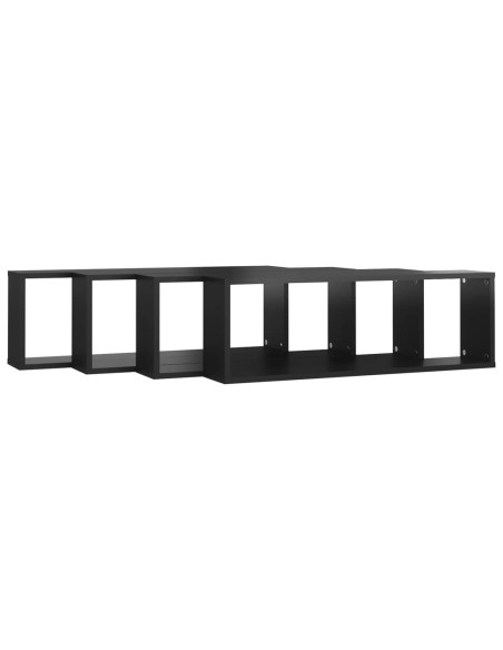 Mensole Parete a Cubo 4pz Nero Lucido 80x15x26,5cm Multistrato