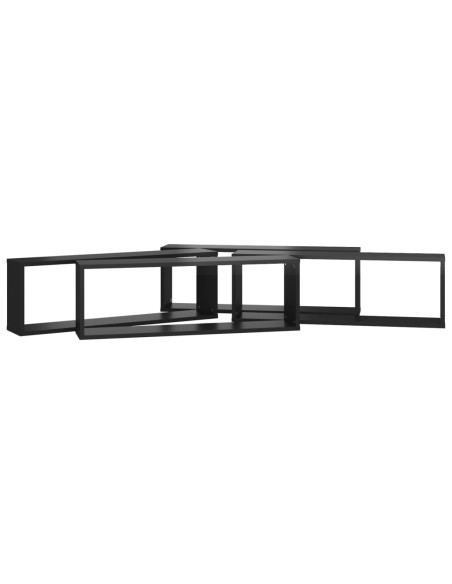 Mensole Parete a Cubo 4pz Nero Lucido 80x15x26,5cm Multistrato