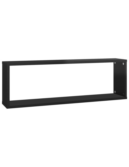 Mensole Parete a Cubo 4pz Nero Lucido 80x15x26,5cm Multistrato