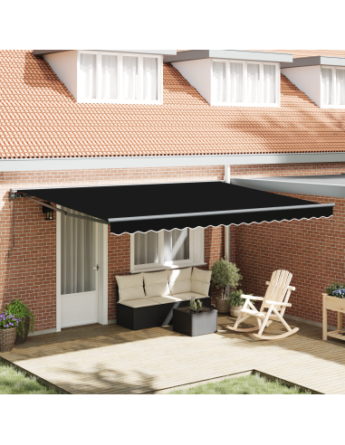 Tenda Retrattile Nero 450 × 300 cm Poliestere e Metallo