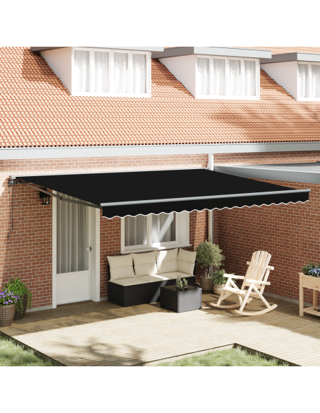 Tenda Retrattile Nero 450 × 300 cm Poliestere e Metallo