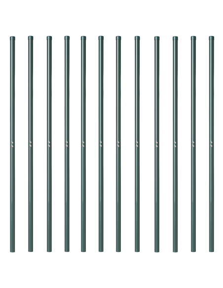 Palo della recinzione 12 pcs Verde Acciaio Verniciato a Polvere