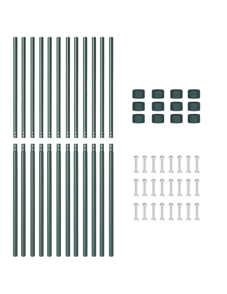 Palo della recinzione 12 pcs Verde Acciaio Verniciato a Polvere
