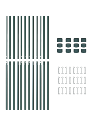 Palo della recinzione 12 pcs Verde Acciaio Verniciato a Polvere