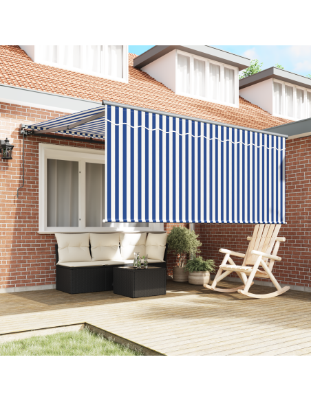 Tenda Retrattile Blu Navy e Bianco 350 x 250 cm