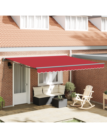 Tenda Retrattile Rosso 400 × 300 cm Poliestere e Metallo