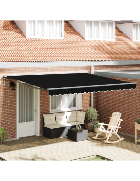 Tenda Retrattile Nero 400 × 300 cm Poliestere e Metallo