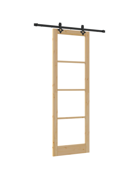 Porta Scorrevole  con Set di Accessori 78x232 cm Legno Massello di Pino