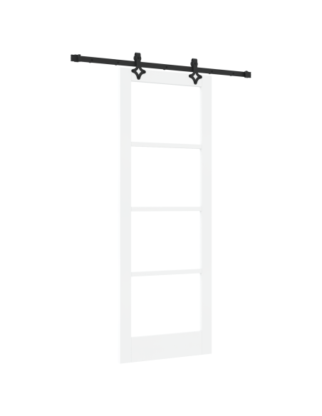 Porta Scorrevole con Set di Hardware Bianco 78x211 cm in Legno Solido di Pino