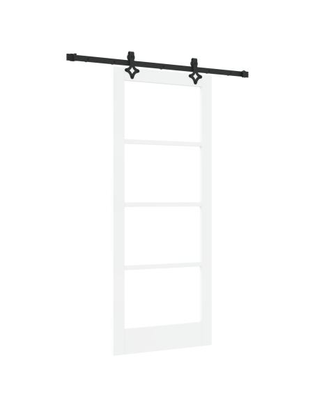 Porta Scorrevole  con Kit Hardware Bianca 83x202 cm in Legno di Pino