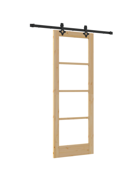 Set Porta Scorrevole  con Ferramenta 73.5x198.5 cm in Legno Massiccio di Pino