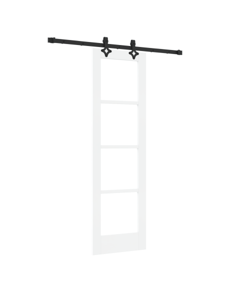 Porta Scorrevole  con Set di Accessori Bianca 61x198.5 cm Legno Massiccio di Pino