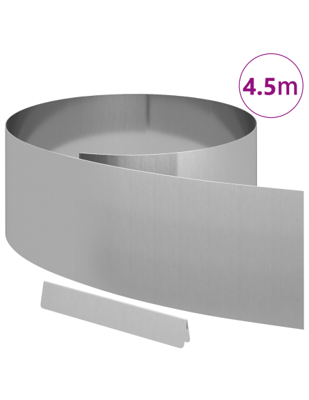 Bordura per Prato Argento 450 x 0.05 x 15 cm Acciaio zincato