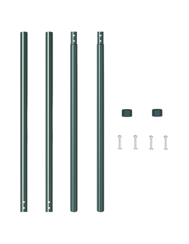Palo della recinzione 2 pcs Verde Acciaio Verniciato a Polvere