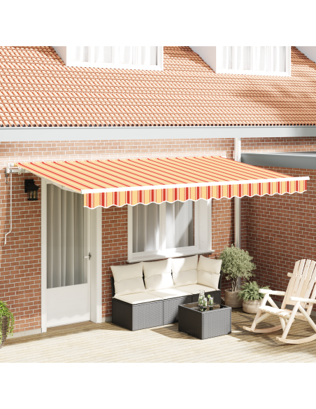 Tenda Retrattile Multicolore e Giallo e Arancione e Bianco