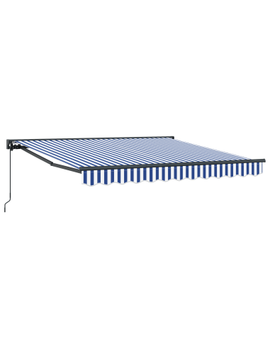 Tenda Retrattile Blu e Bianco 300 x 250 cm Poliestere e Metallo
