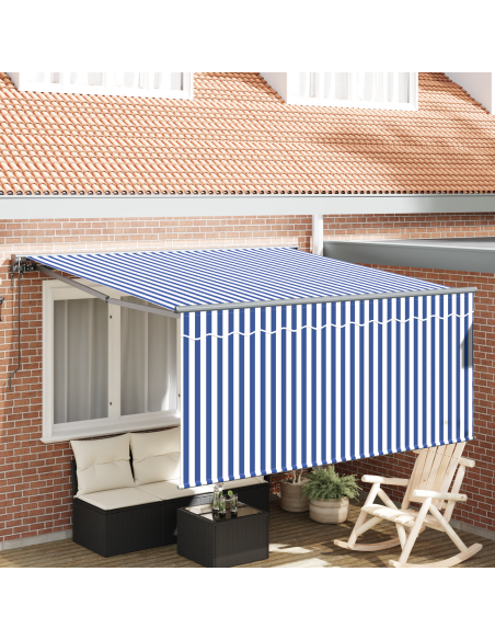 Tenda Retrattile Strisce Blu e Bianche Large