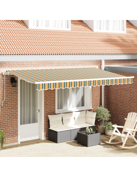 Tenda Retrattile Verde e Giallo e Bianco