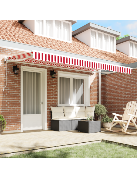 Tenda Retrattile Rosso e Bianco 400x200 cm Alluminio