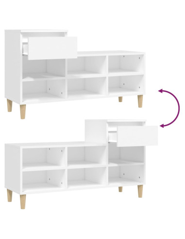 Scarpiera Bianca 102x36x60 cm in Legno Multistrato