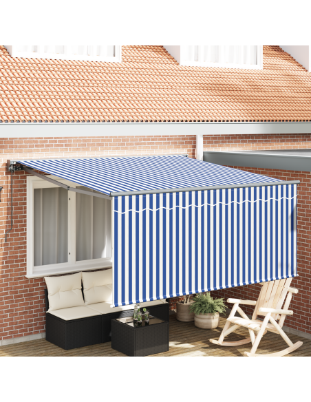 Tenda Retrattile Strisce Blu e Bianche Large