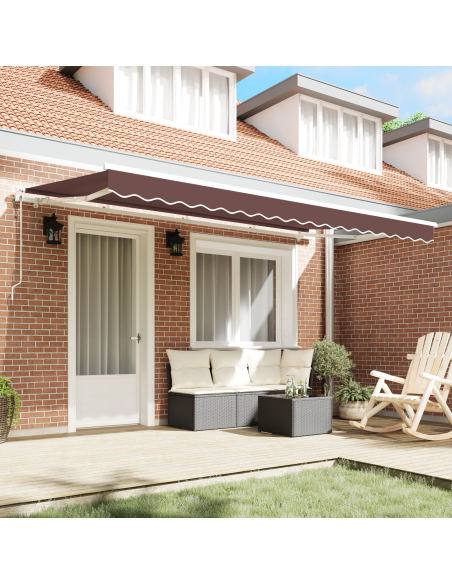 Tenda Retrattile Marrone e bianco