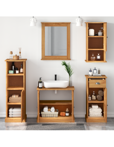 Set di mobili per il bagno con porta VIGO 5 pcs Marrone miele